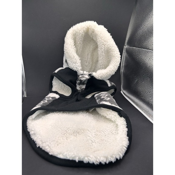 Frisco Fair Isle Fleece Lined Dog  Hoodie, Charcoal Gray Small Adjustable Neck - Picture 4 of 6